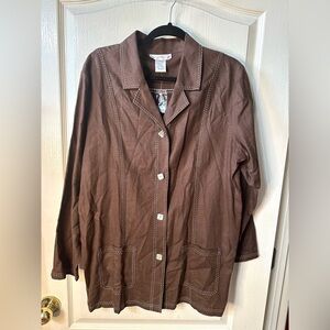 Susan Graver Brown Blazer with Stitch Detail